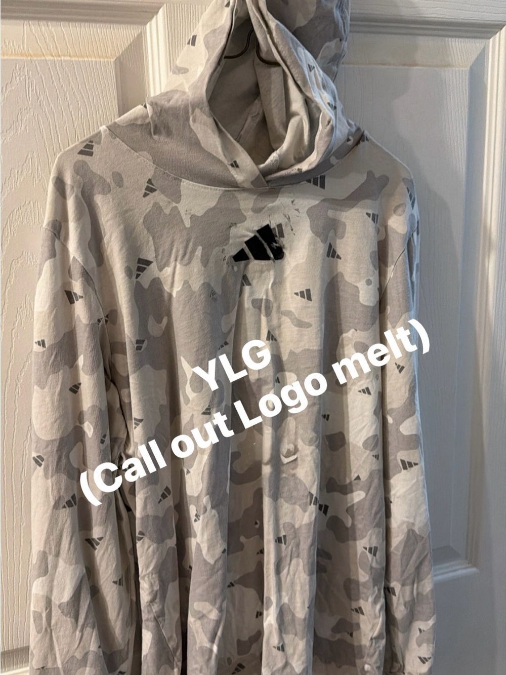 adidas Light Gray & White Camo Long Sleeve Hoodie